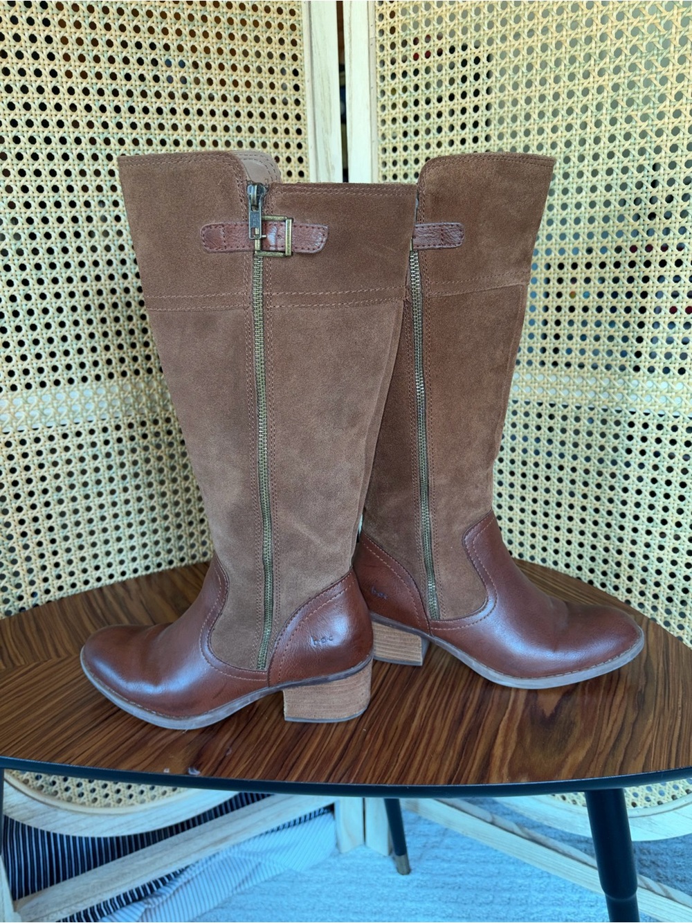 boc Tall Brown Leather & Suede Knee Boots - Picture 5 of 10